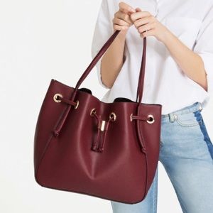 NWOT Zara Burgundy Drawstring Tote